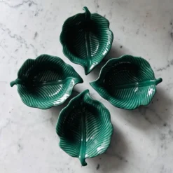 Service de 5 verrines feuilles vertes