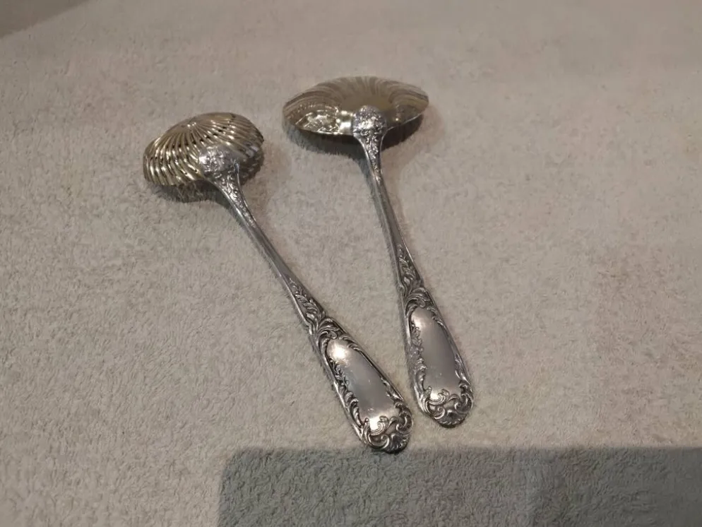 Service à fraises 2p argent 950 Minerve style rococo orfevre SAM