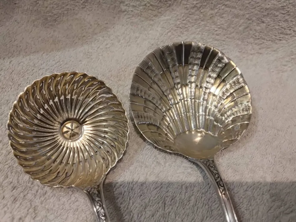Service à fraises 2p argent 950 Minerve style rococo orfevre SAM