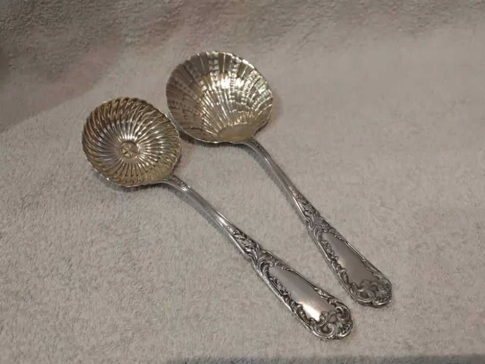 Service à fraises 2p argent 950 Minerve style rococo orfevre SAM