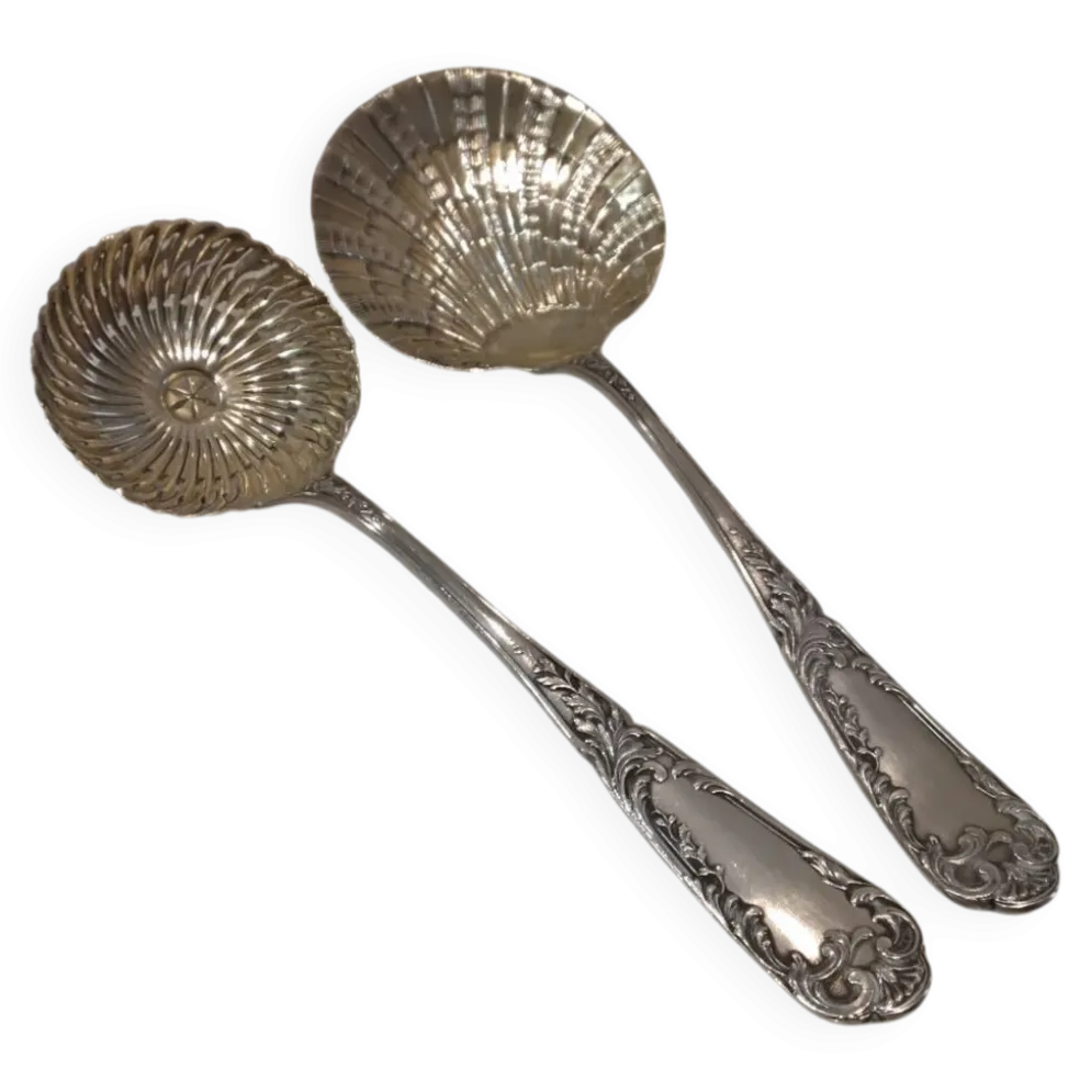 Service à fraises 2p argent 950 Minerve style rococo orfevre SAM