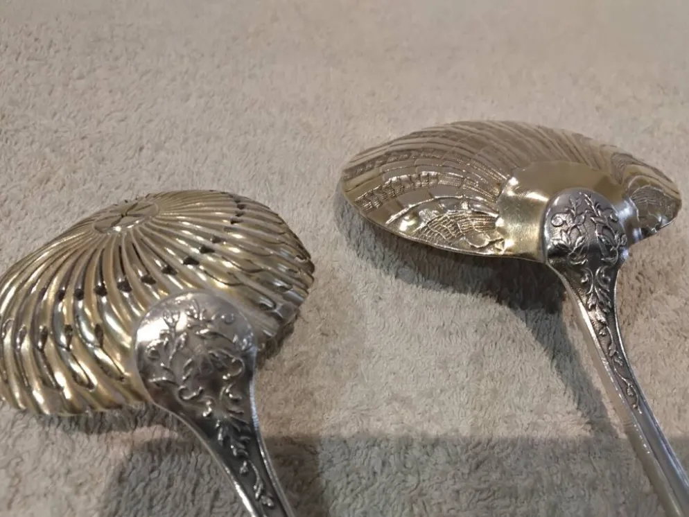 Service à fraises 2p argent 950 Minerve style rococo orfevre SAM