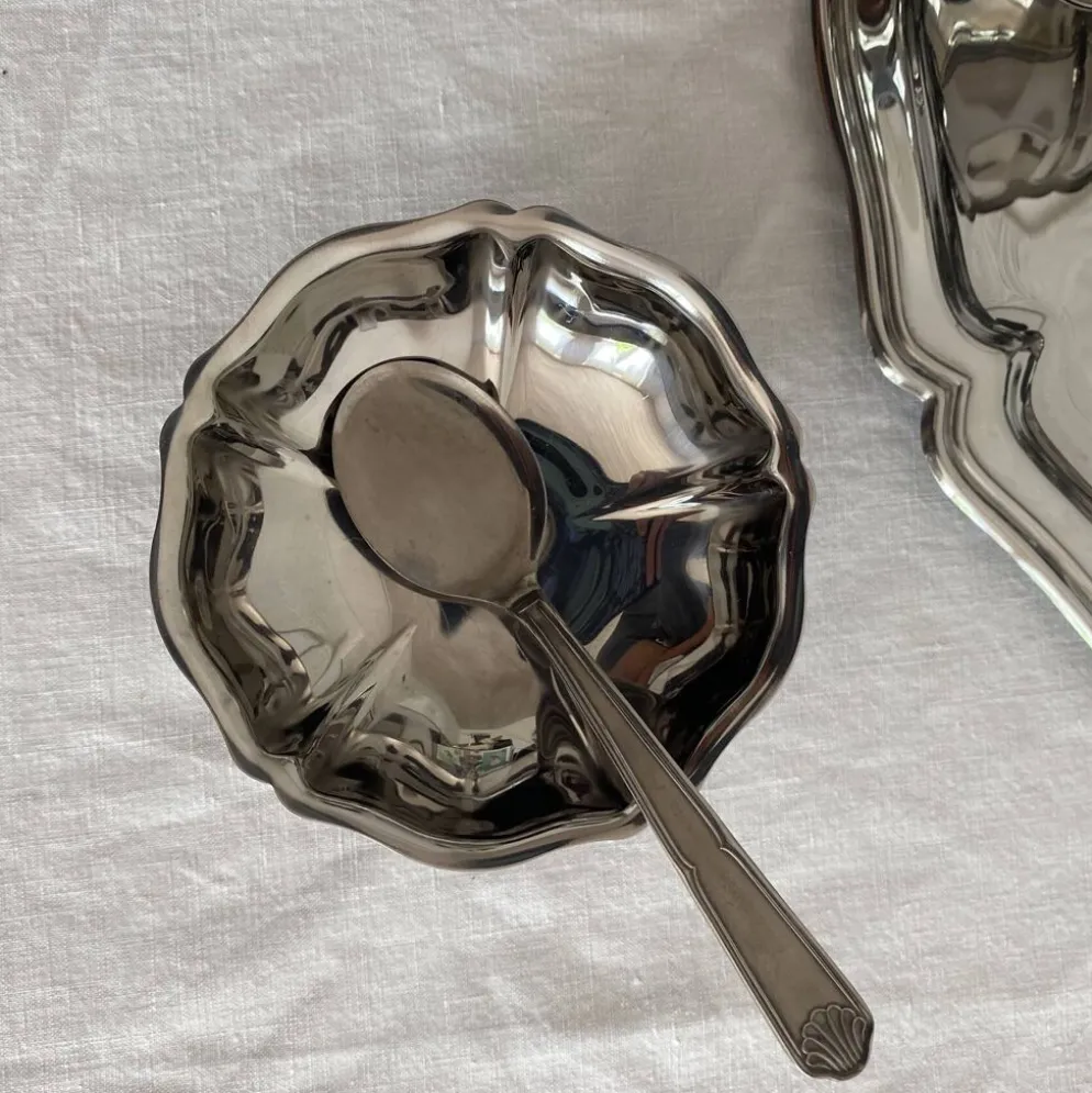 Service à glace en inox Guy Degrenne , plateau et coupes