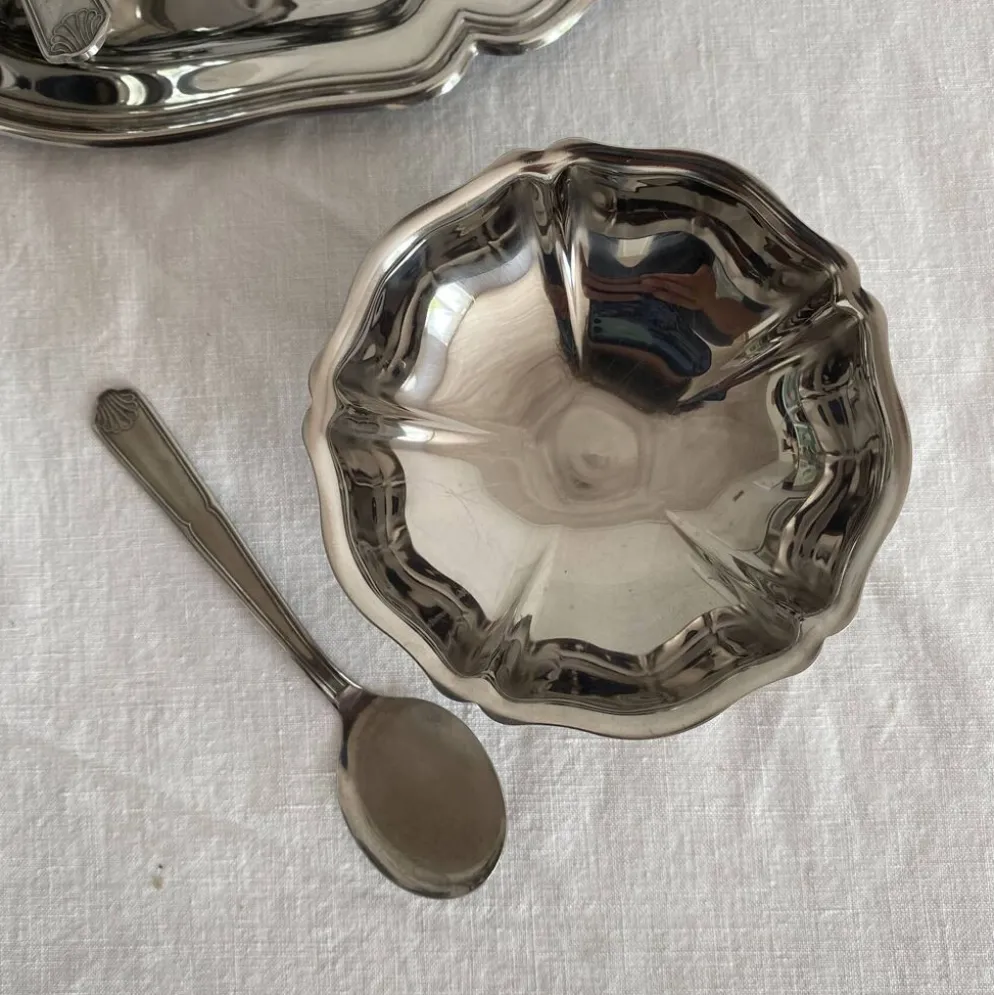 Service à glace en inox Guy Degrenne , plateau et coupes