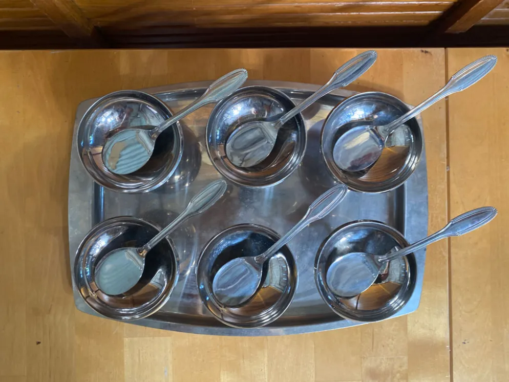 Service à glace rémy letang plateau + 6 coupes + 6 cuillères vintage #