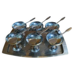 Service à glace rémy letang plateau + 6 coupes + 6 cuillères vintage #