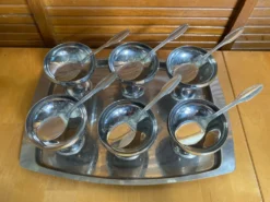 Service à glace rémy letang plateau + 6 coupes + 6 cuillères vintage #