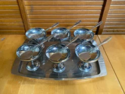 Service à glace rémy letang plateau + 6 coupes + 6 cuillères vintage #