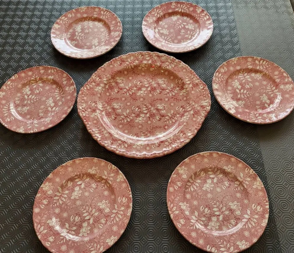 Service Grindley of Stoke Royal Tudor Velvet en faïence Rose Anglais