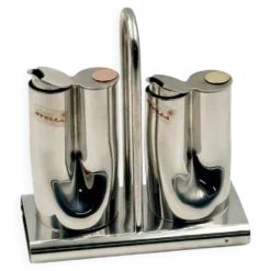 Service huile et vinaigre en inox design italien Stella Metallurgica Lux année.