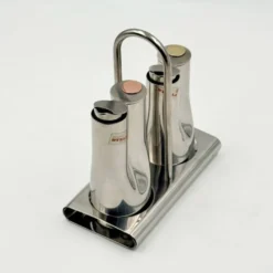 Service huile et vinaigre en inox design italien Stella Metallurgica Lux année.