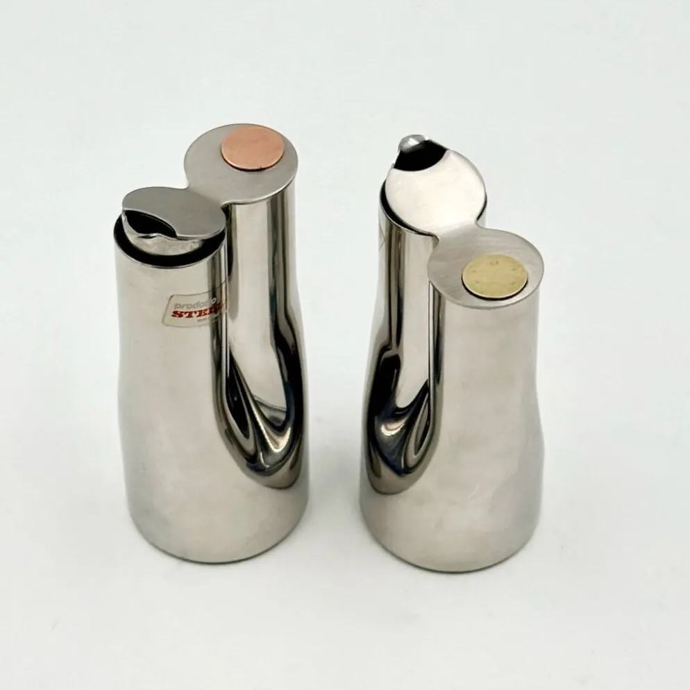 Service huile et vinaigre en inox design italien Stella Metallurgica Lux année.