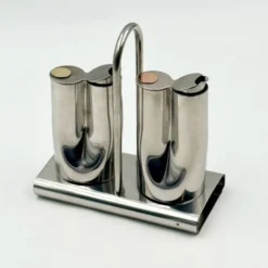 Service huile et vinaigre en inox design italien Stella Metallurgica Lux année.