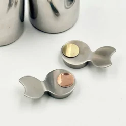 Service huile et vinaigre en inox design italien Stella Metallurgica Lux année.