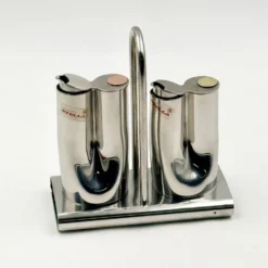 Service huile et vinaigre en inox design italien Stella Metallurgica Lux année.