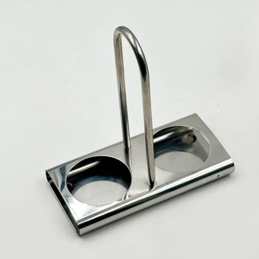 Service huile et vinaigre en inox design italien Stella Metallurgica Lux année.