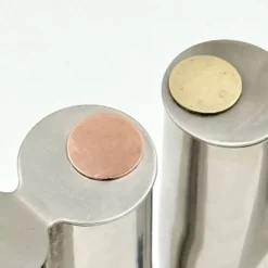 Service huile et vinaigre en inox design italien Stella Metallurgica Lux année.