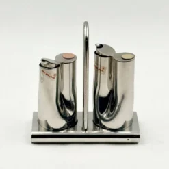 Service huile et vinaigre en inox design italien Stella Metallurgica Lux année.