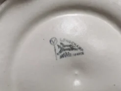 Service à huitres / coquillages vintage de 10 assiettes + 1 plat en faience de longchamp france