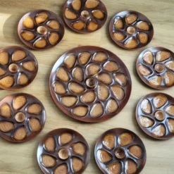 Service à huitres vintage faïence Salins France 9 assiettes et plat