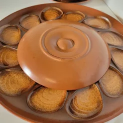 Service à huitres vintage faïence Salins France 9 assiettes et plat