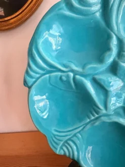 Service à huîtres coquillages Vallauris vintage 60/70 Majolique Modele