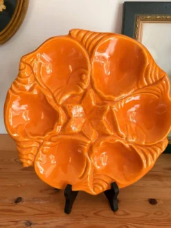Service à huîtres coquillages Vallauris vintage 60/70 Majolique Modele