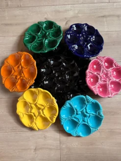 Service à huîtres coquillages Vallauris vintage 60/70 Majolique Modele