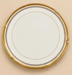 Service Limoges Porcelaine Dorée Style Louis XVI – Plat Tarte & Cake