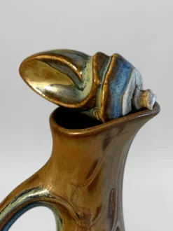 Service à liqueur en grès émaillé signé Denbac – France, années 50–60