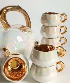Service à liqueur fructiforme porcelaine ou dinette & son plateau miroir