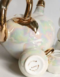 Service à liqueur fructiforme porcelaine ou dinette & son plateau miroir