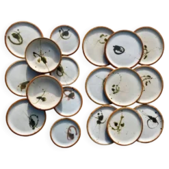 Service madeleine Brault poterie la colombe années 60