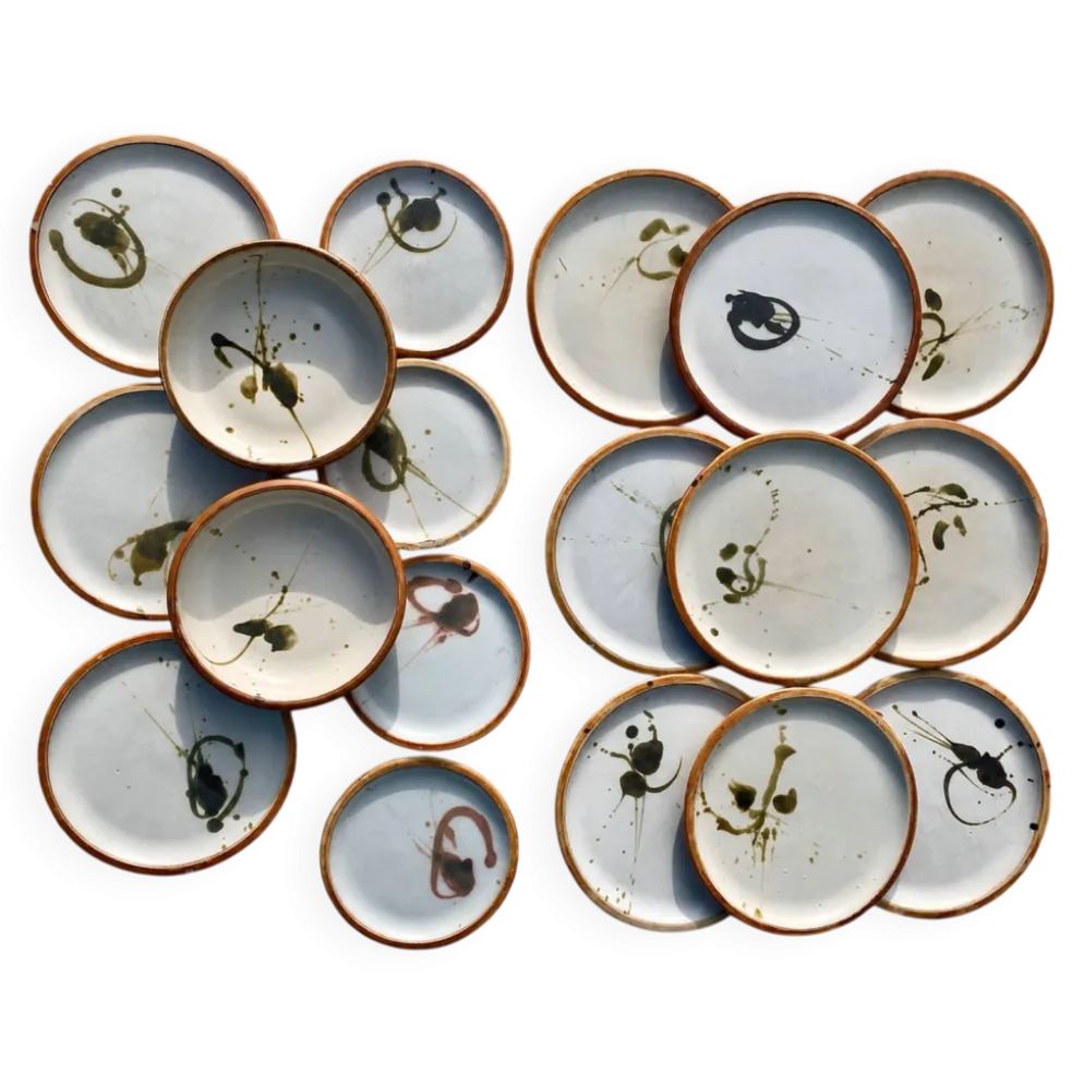 Service madeleine Brault poterie la colombe années 60