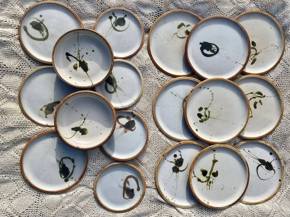 Service madeleine Brault poterie la colombe années 60