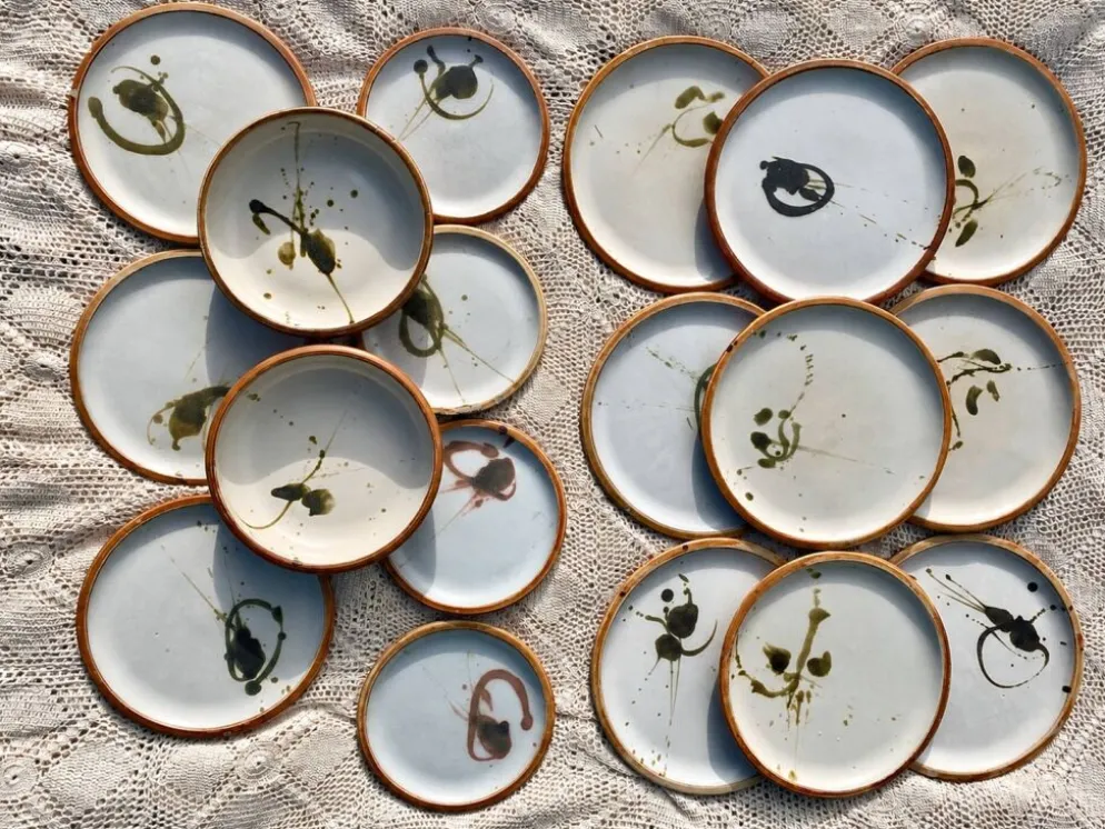 Service madeleine Brault poterie la colombe années 60