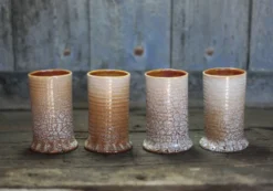 Service mug céramique Accolay effet craquelé X 4 , chope signée, art de la