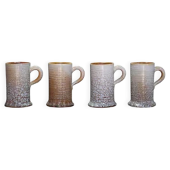 Service mug céramique Accolay effet craquelé X 4 , chope signée, art de la