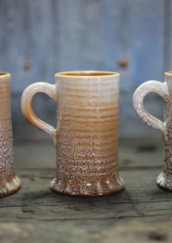 Service mug céramique Accolay effet craquelé X 4 , chope signée, art de la