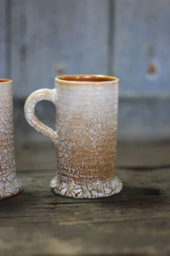 Service mug céramique Accolay effet craquelé X 4 , chope signée, art de la
