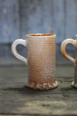 Service mug céramique Accolay effet craquelé X 4 , chope signée, art de la