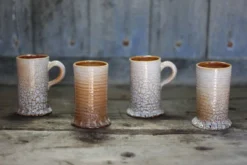 Service mug céramique Accolay effet craquelé X 4 , chope signée, art de la