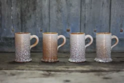 Service mug céramique Accolay effet craquelé X 4 , chope signée, art de la