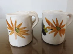 Service à orangeade en céramique craquelée, motif floral années 60