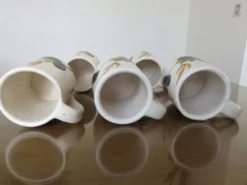 Service à orangeade en céramique craquelée, motif floral années 60