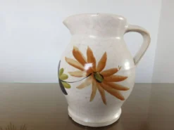Service à orangeade en céramique craquelée, motif floral années 60