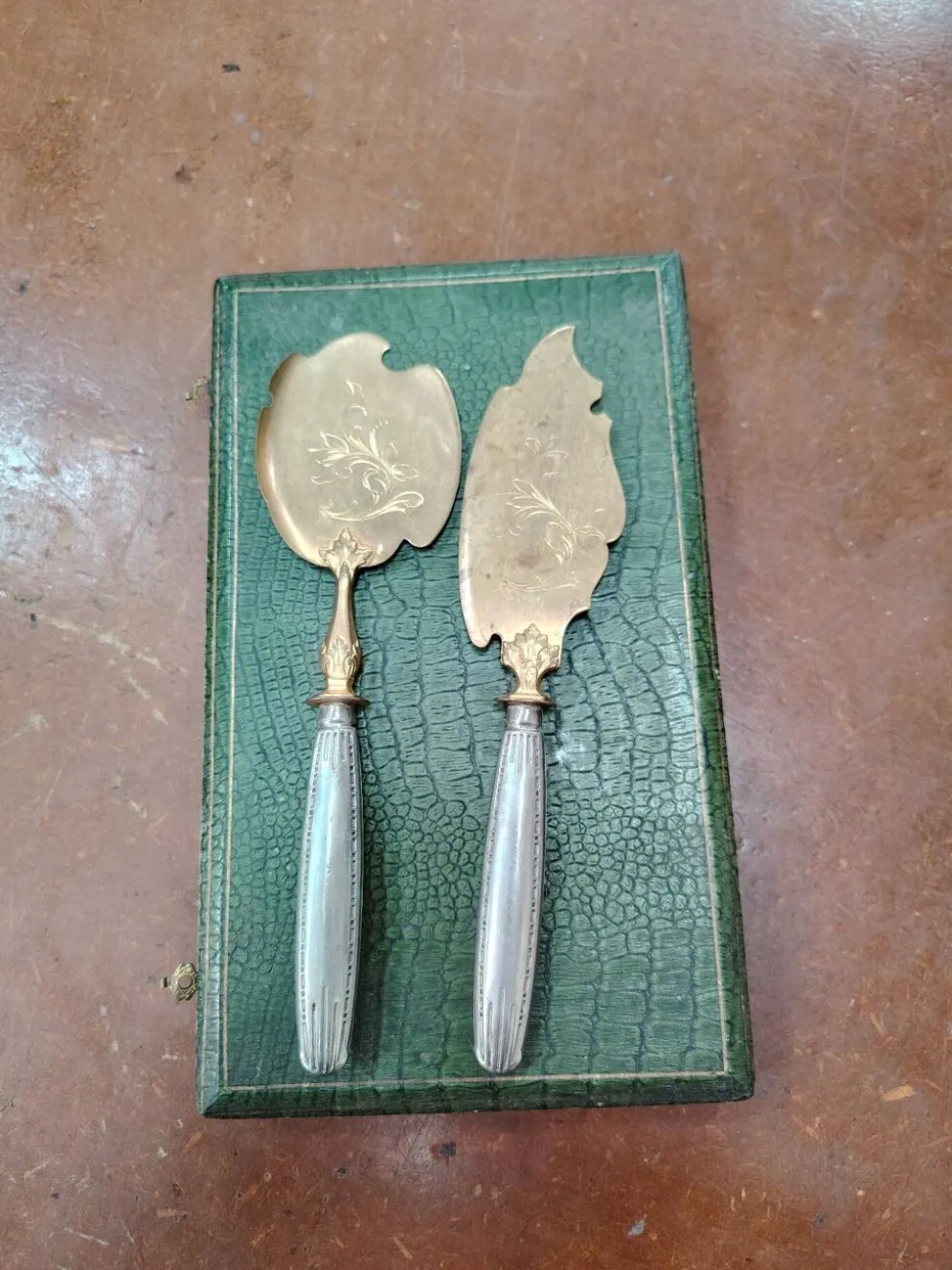 Service à poisson ancien 2 pièces en coffret – Orfèvrerie Belle Époque