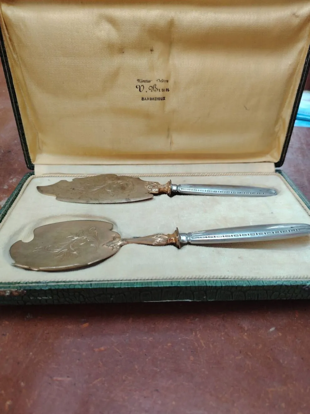 Service à poisson ancien 2 pièces en coffret – Orfèvrerie Belle Époque