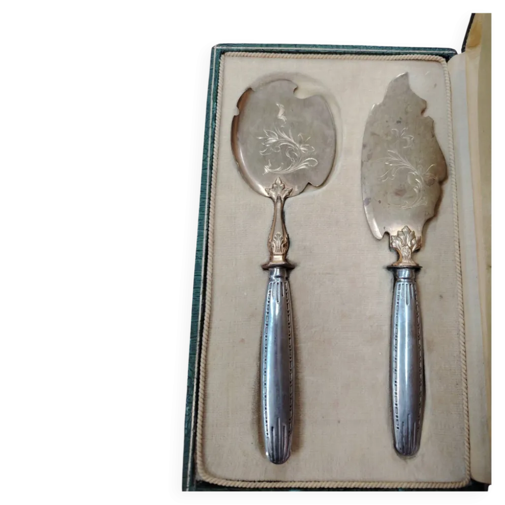 Service à poisson ancien 2 pièces en coffret – Orfèvrerie Belle Époque