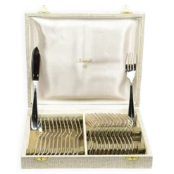 Service à poisson Christofle pour 12 — métal argenté, poinçons OC, coffret